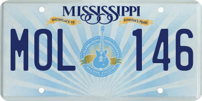 MS license plate MOL146