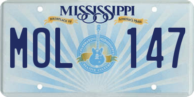 MS license plate MOL147