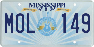 MS license plate MOL149