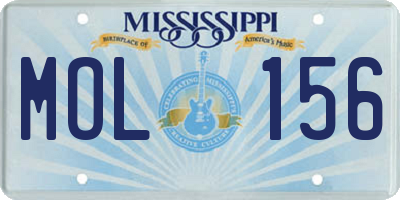 MS license plate MOL156
