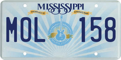 MS license plate MOL158