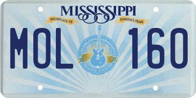 MS license plate MOL160