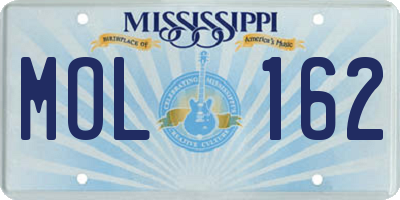 MS license plate MOL162