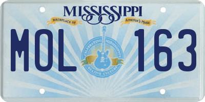 MS license plate MOL163
