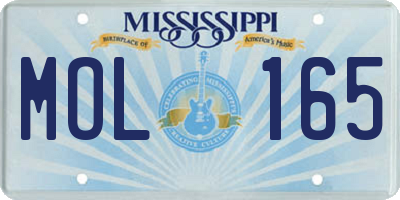 MS license plate MOL165