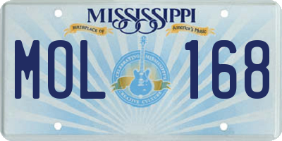 MS license plate MOL168