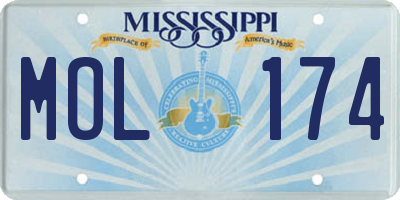 MS license plate MOL174