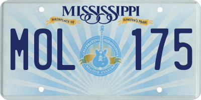 MS license plate MOL175