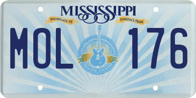 MS license plate MOL176
