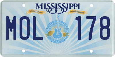 MS license plate MOL178