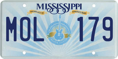 MS license plate MOL179