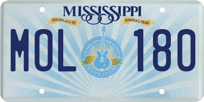 MS license plate MOL180