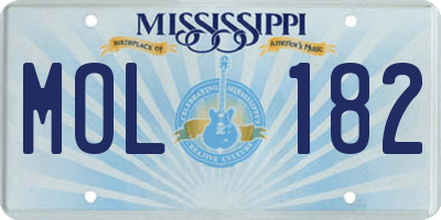 MS license plate MOL182