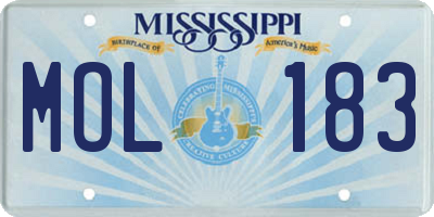 MS license plate MOL183