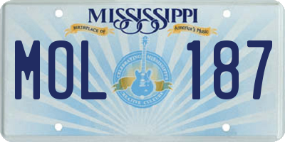 MS license plate MOL187