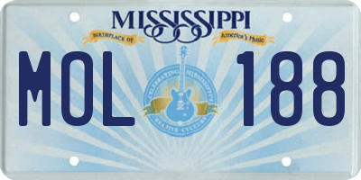 MS license plate MOL188