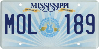 MS license plate MOL189