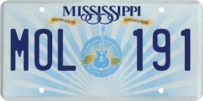 MS license plate MOL191