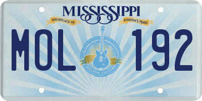 MS license plate MOL192