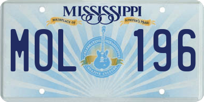 MS license plate MOL196