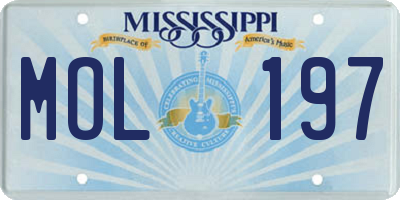 MS license plate MOL197