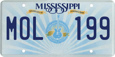 MS license plate MOL199