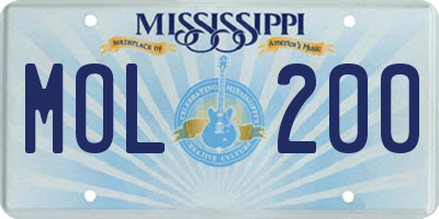 MS license plate MOL200