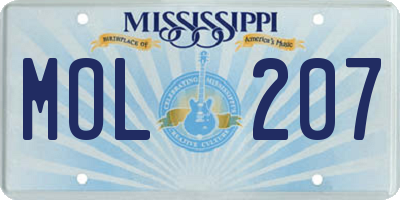 MS license plate MOL207