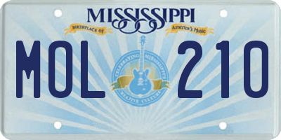 MS license plate MOL210