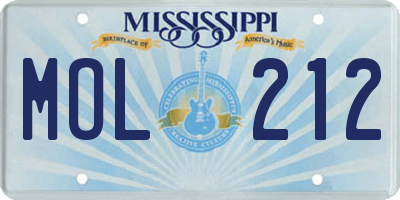 MS license plate MOL212