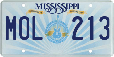 MS license plate MOL213