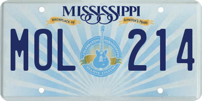 MS license plate MOL214