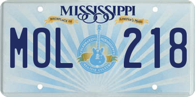 MS license plate MOL218