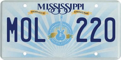 MS license plate MOL220