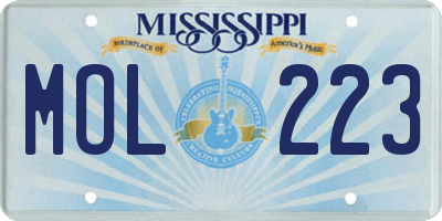 MS license plate MOL223