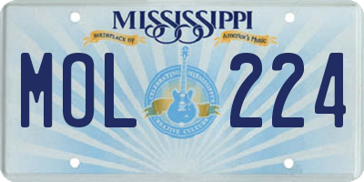 MS license plate MOL224