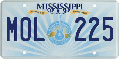 MS license plate MOL225