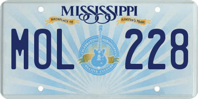 MS license plate MOL228