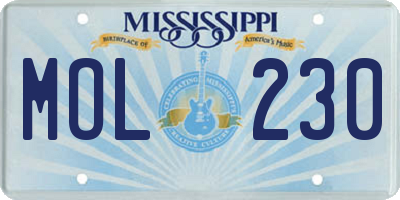 MS license plate MOL230