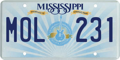 MS license plate MOL231