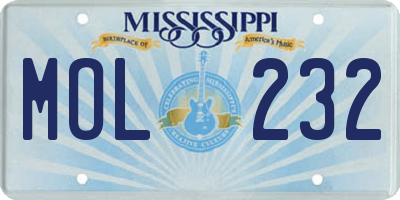 MS license plate MOL232