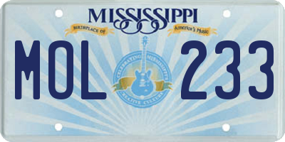 MS license plate MOL233
