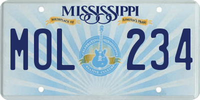 MS license plate MOL234
