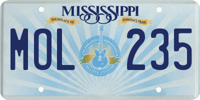 MS license plate MOL235