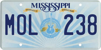 MS license plate MOL238