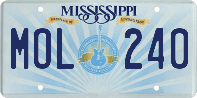 MS license plate MOL240