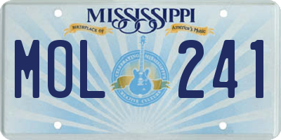 MS license plate MOL241