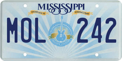 MS license plate MOL242