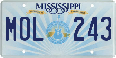 MS license plate MOL243
