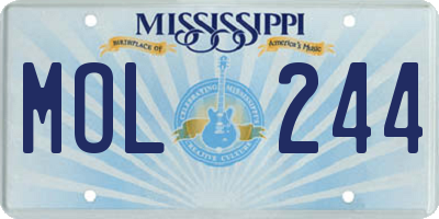 MS license plate MOL244